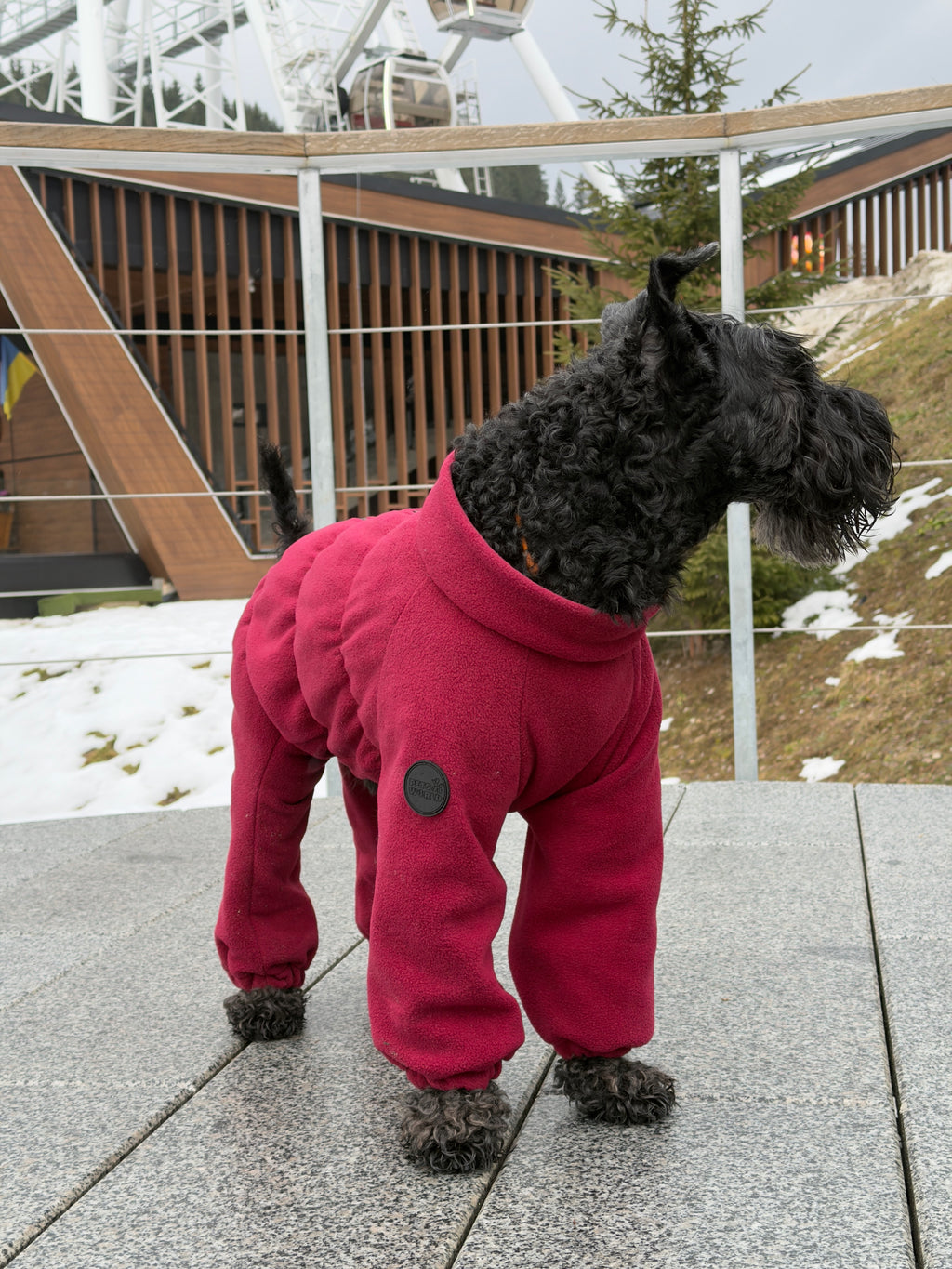 Fleece jumpsuit no-zipper (small breeds) — Burgundy