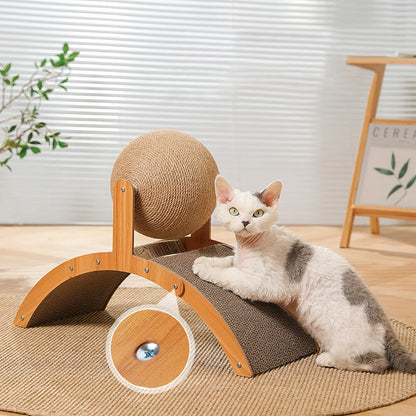 Wooden scratcher for cats