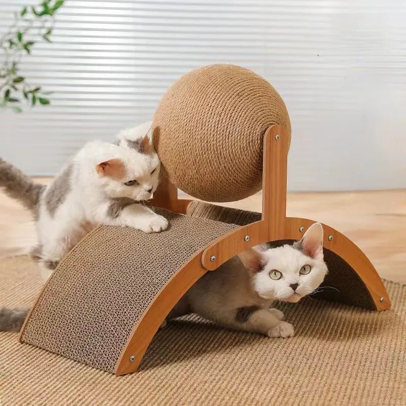 Wooden scratcher for cats